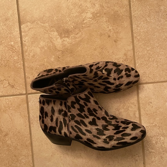 Sam Edelman real calf hair grey black leopard bootie